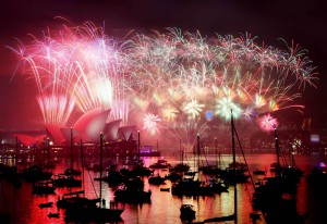 Fireworks in Sydney on New Year 2015